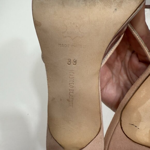 MANOLO BLAHNIK Jadifa Clear Suede Heel Light Pink Color - Picture 6 of 7